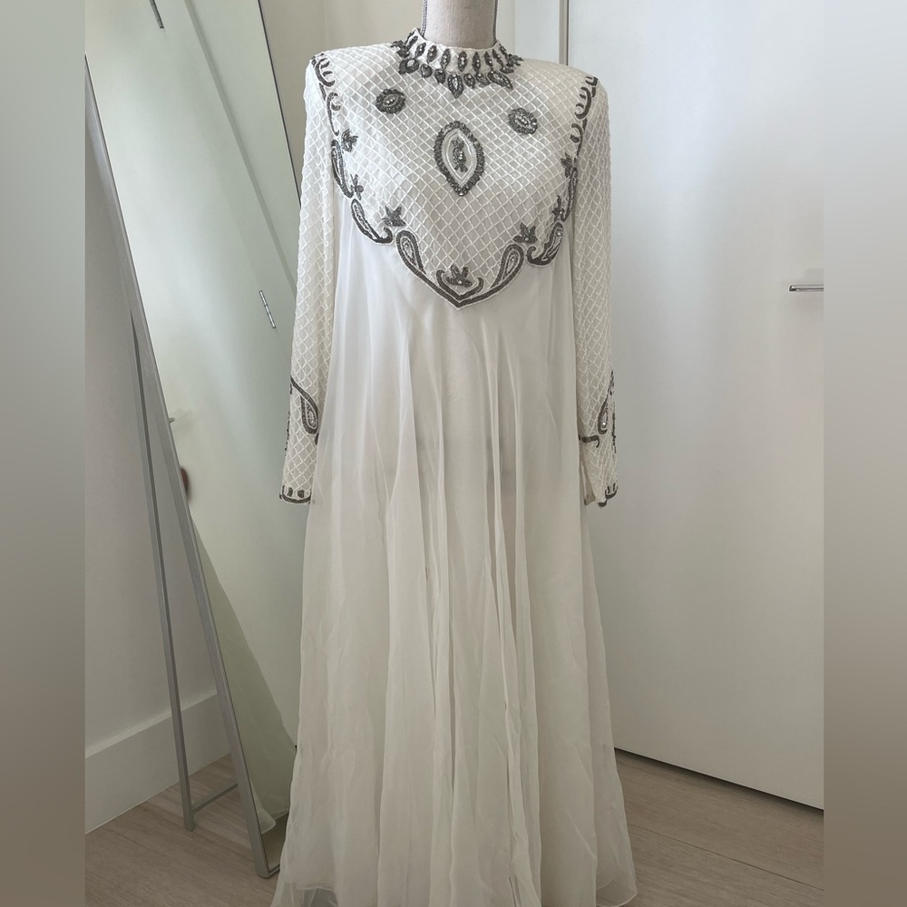 Vintage Victoria Royal LTD CC of Hong Kong White Beaded Evening Gown